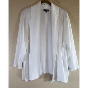 VERVE AMI Plus 2X Long Sleeve White Open Cardigan Sweater